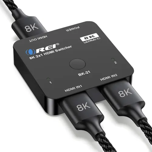 Image of OREI 8K 2x1 HDMI Switch 4K @ 120hz by OREI - Auto HDMI Selector 48Gbos High Resolution Switch Between 2 Inputs Prefect f