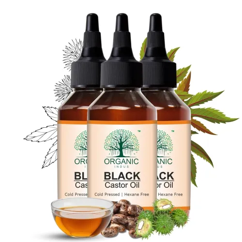 Image of Organic Indus Black Castor Oil for Hair -(30ml * Po3)
