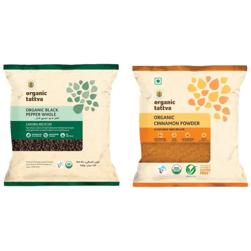 Image of Organic Tattva, Organic Gluten Free Black Pepper/Kali Mirch - 100G | Naturally Processed, from Farm Picked Fresh Natural