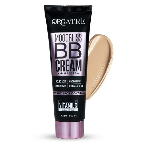 Image of ORGATRE MoodBliss BB Cream 50gm | Instant Spot Coverage with SPF 30 PA++ | Light Makeup Glow for All Skin Types | Kojic 