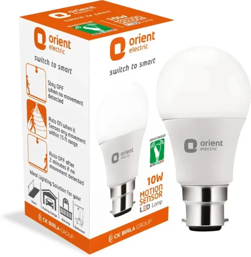 Image of Orient Electric 10 W Motion Sensor Round B22 LED Bulb (White)