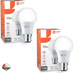 Orient Electric 15 W Basic Round B22 LED Bulb (White, Pack of 2)