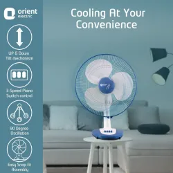Orient Electric 400 mm Desk 25 with 2 Year Warranty Silent Operation 400 mm Table Fan (AZU Blue | Pack of 1)