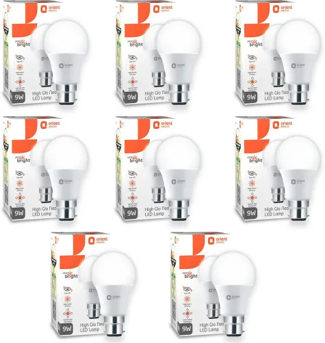 Image of Orient Electric 9 W Basic Round B22 LED Bulb (White, Pack of 8)