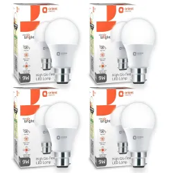 Orient Electric 9W High Glow LED bulb| 180-degree wide beam angle| Voltage surge protection up to 4 kV| Pack of 4
