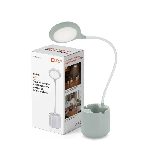 Image of Orient Electric Arc 6W Rechargeable LED Desk Lamp, Matcha Green