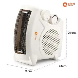 Orient Electric Areva Portable Room Heater | 2000W | Two Heating Modes | Advanced Overheat Protection | Horizontal & Ver