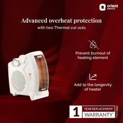 Orient Electric Areva Portable Room Heater | 2000W | Two Heating Modes | 