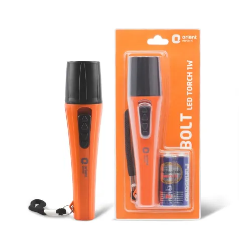 Image of Orient Electric Bolt LED Torch Light | Orange & Black, Pack of 1