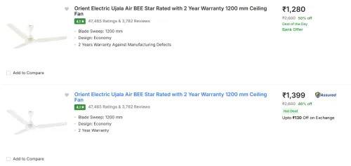 Image of Orient Electric Fans @ Start ₹1280