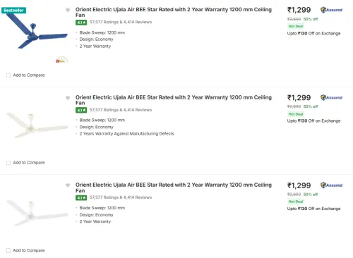 Image of Orient Electric Fans @ Starting ₹1299