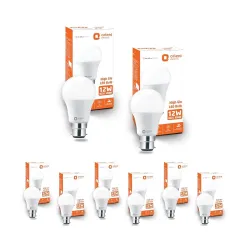 Orient Electric High Glo LED Bulb 12W, cool white light, 6500K, B22d, Pack of 8