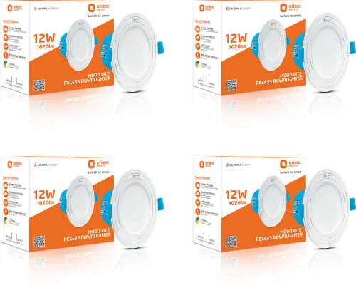 Image of Orient Electric Moonlite Recess 12W Downlighter - Warm White, Pack of 4 Downlighter Ceiling Light Ceiling Lamp (White)