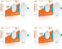 Orient Electric Moonlite Recess 12W Downlighter - Warm White, Pack of 4 Downlighter Ceiling Light Ceiling Lamp (White)