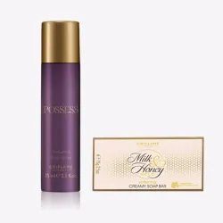 Oriflame Possess Body Spray 75ml + Milk & Honey Gold Soap 100g
