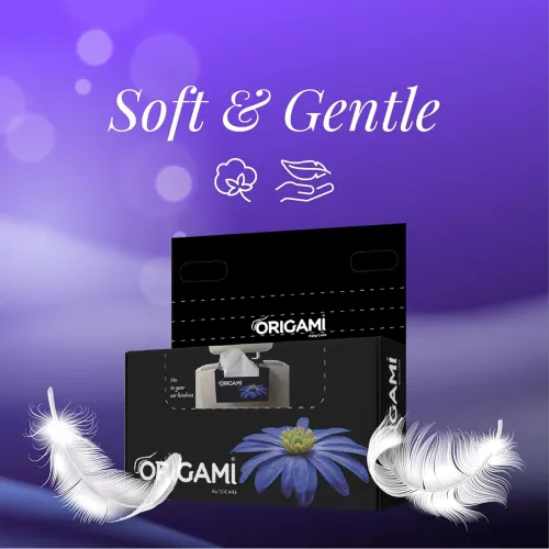 Image of Origami 2 Ply Car Tissue Box | Facial Tissue - Pack of 4 (100 Pulls Per Box, 400 Sheets)
