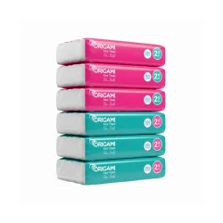 Origami 2 Ply Facial Tissue Box | - Pack of 6 (100 Pulls Per Box, 600 Sheets)