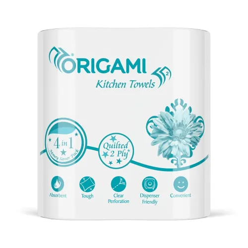 Image of Origami 2 Ply 4 in 1 Kitchen Tissue Paper Roll | Tough
