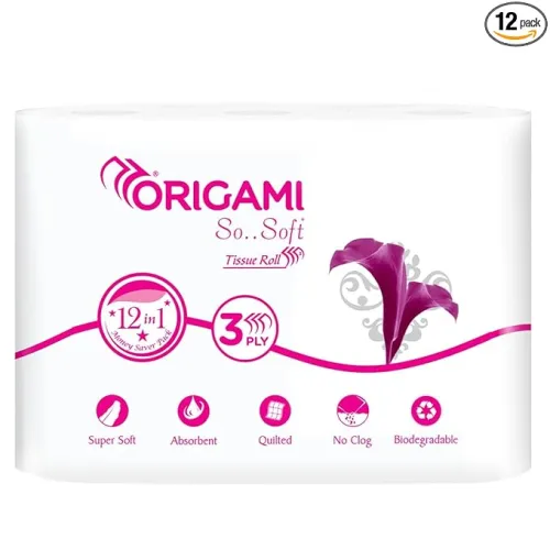 Image of Origami 3 Ply Soft And Highly Absorbent Toilet Tissue Paper Pack of 12