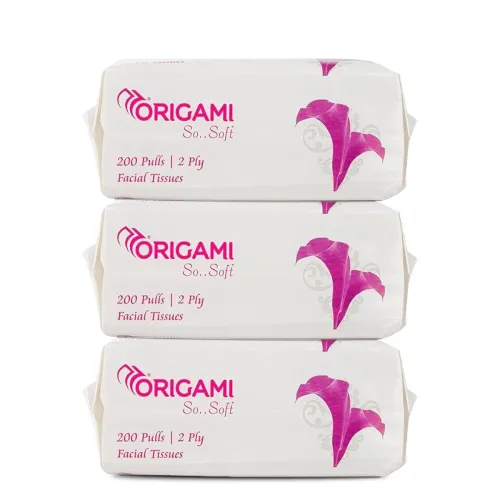 Image of Origami Online Facial Tissues | Soft Pack | 2 Ply | Pack of 3 | 600 Pulls