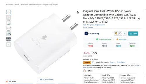 Image of Original 25W USB-C Power Adapter Compatible with Galaxy Device