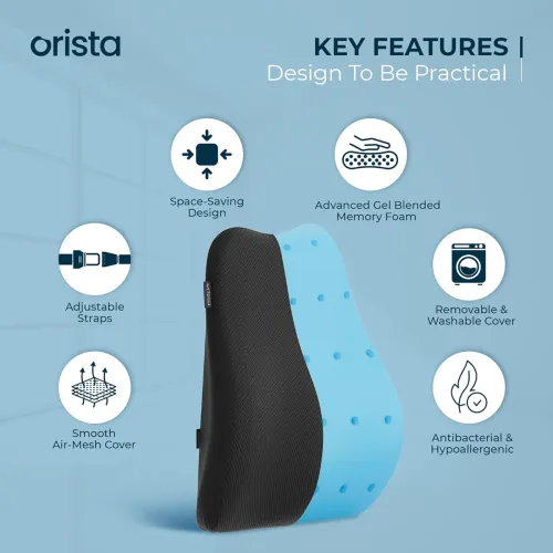 Image of Orista™ Advance Gel Blended Memory Foam Posture Corrector Full Length Back Support, Orthopedic Lumbar Support Back Pain 