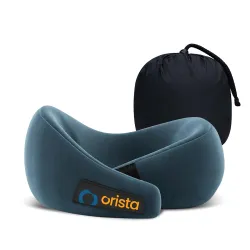 Orista™ Travel Neck Pillow | Premium Memory Foam Neck Pillow for Flight Travel, Car Sleeping | Adjustable Head Rest, Neck Rest Travelling Pillow for Sleeping Head Support | Teal Green Velvet