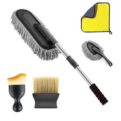 ORJILO 5 PCS Microfiber Car Duster Kit - Interior & Exterior Car Cleaning Detailing Tool - Scratch & Lint Free, Pollen R