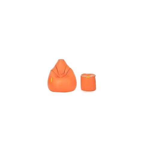 Image of Orka Classic Filled Bean Bag with Matching Footstool XXXL - Orange