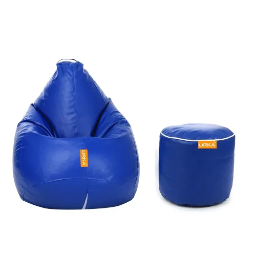 Image of Orka Classic Filled Bean Bag with Matching Footstool XXL - Royal Blue