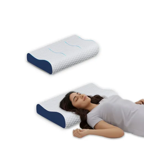 Image of Orthopedic Memory Foam Pillow, Ergonomic Cervical Contour Breathable Design, Cooling Soft Cushion for Neck and Shoulder 