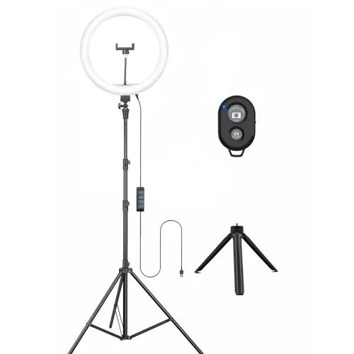 Image of Osaka 14'' Professional Ring Light 15W with Stand & Table Tripod Lighting 2 Color Modes