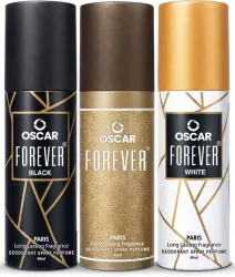 OSCAR Forever Paris + Forever White + Forever Black Body Deodorant Spray 120 ml (40 ml * pack of 3)