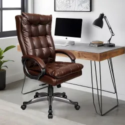 ROSE® Diana | 3 Years Brand Warranty | Leatherette High Back Executive Chair with Revolving Swivel, Lumbar Support & Adjustable Height | Comfortable Boss, Manager & Home Office Seating (Brow...