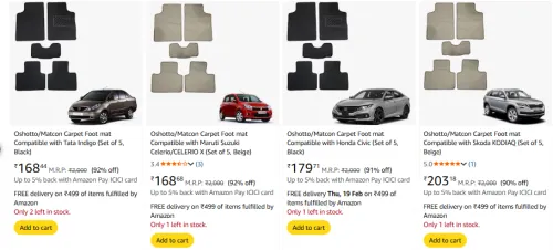 Image of Oshotto Car Floor Mats upto 95% off 