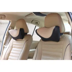 Oshotto Memory Foam (NR-07) Car Neck Rest, Neck Support Compatible with Ford Freestyle (Black, Beige, Set of 2)