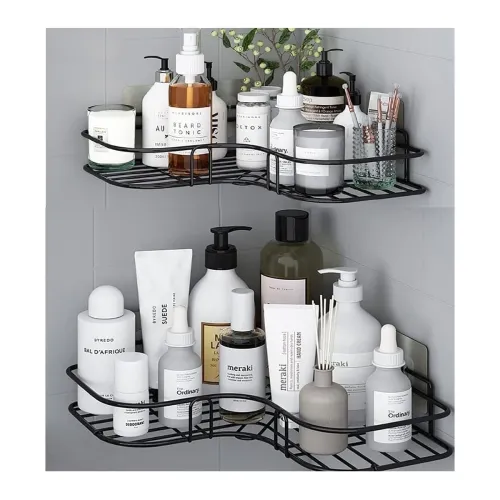 Image of Oslen Pack of 2 Bathroom Corner Shelf Shower Storage 