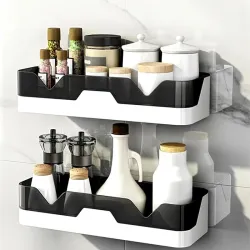 Oslen Plastic Bathroom Accessories, Bathroom Rack, Bathroom Shelf Organizer, Wall Mounted Shelf, Bathroom Hardware and Accessories, Storage Racks Kitchen Bathroom Accessories Rack Shelf (Pac...