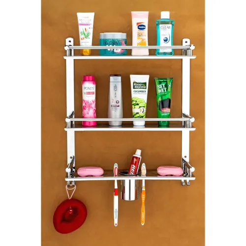 Image of Oslen Stainless Steel 3 Layer Multipurpose Use Shelf Organizer Bathroom