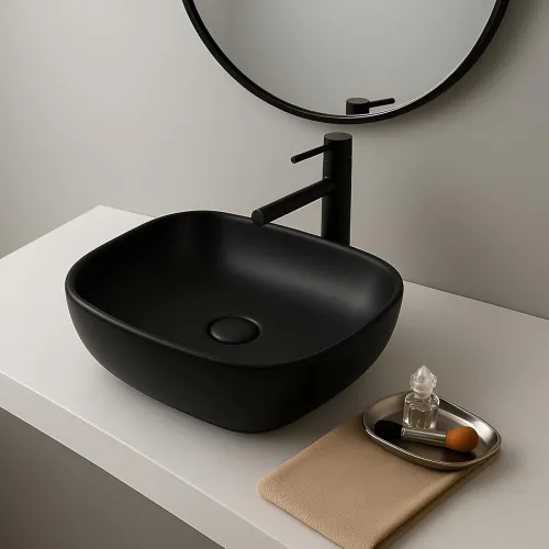 Image of OSOSAM Ceramic Matte Black Vessel Sink