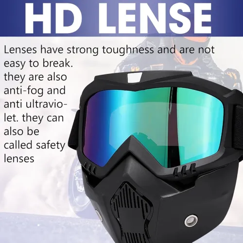 Image of OTO2EYE TPU Goggle Mask Anti Scratch UV Protective Open Face & Eyewear Windproof Dirt Shield Adjustable Strap Soft Foam 