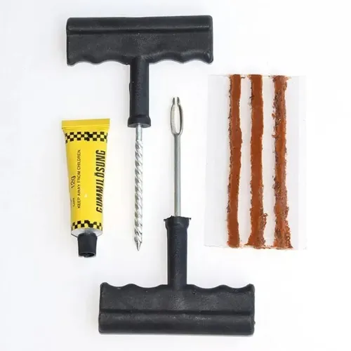 Image of OTO2EYE Tubeless Tyre Puncture Repair Kit with Solution and Puncture Repair Strips for Car, Bike, SUV, & Motorcycle Tube
