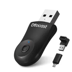 OTTOCAST Mini 2-in-1 Wireless Carplay Adapter & Wireless Android Auto Adapter (Black) (Black)