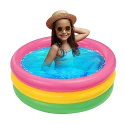 OUTO Round Inflatable Kid Swimming Pool | 0-3 Years Baby | Soft Material Bathtub for Kids Baby & Toddlers (Multicolor, 2 Feet, Pump Not Included)