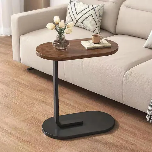 Image of Oval C-Shaped Modern Side & Laptop Table
