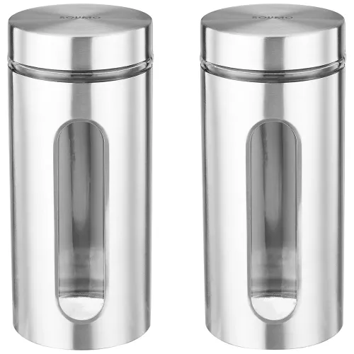 Image of Amazon Brand - Solimo Oval Window Steel Jacketed Glass Jar 