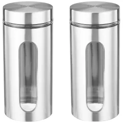 Amazon Brand - Solimo Oval Window Steel Jacketed Glass Jar