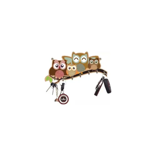 Image of Owl Family Wall Mounted Key Holder with 7 Hooks