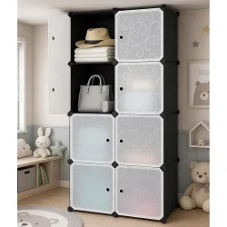 Owme Closet for Clothe DIY Plastic Rack - Side Hanger, Storage for Home | with Mist Humidifier with Remote Controller, Shelf Storage Cabinet Stand, Auto Open & Close for Rain and Sun (White,...