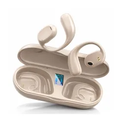 Stylish OWS Ear Wireless Bluetooth Earbuds With Display Beige